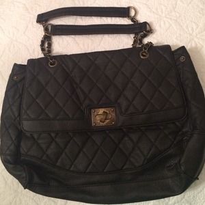 Black quilted tote