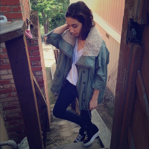 Jackets & Blazers - Lined Slouchy Army Coat
