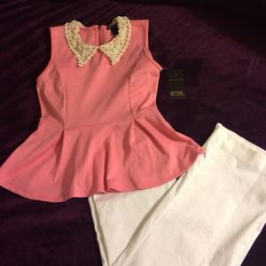 Pretty in pink Peplum shirt sz S