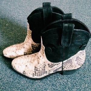 Snakeskin ankle cowboy boots