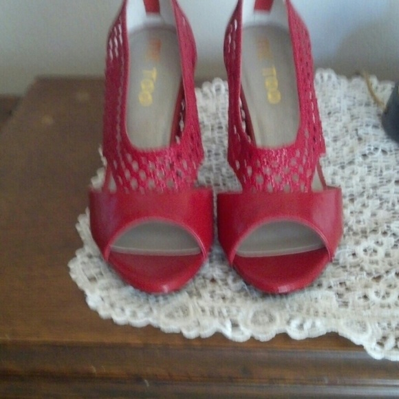 Red Peep-Toe Booties