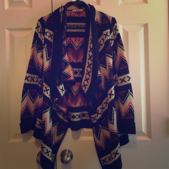 Papaya Sweaters - Aztec Cardi-gold and teal cross earrings bundle