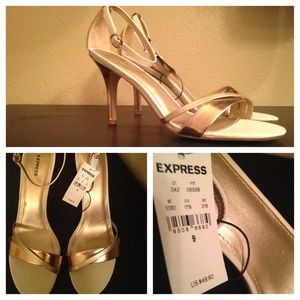 Gold and cream heels