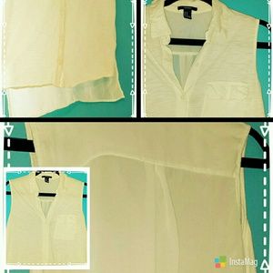 **SHEER CREAM BUTTON UP TOP**