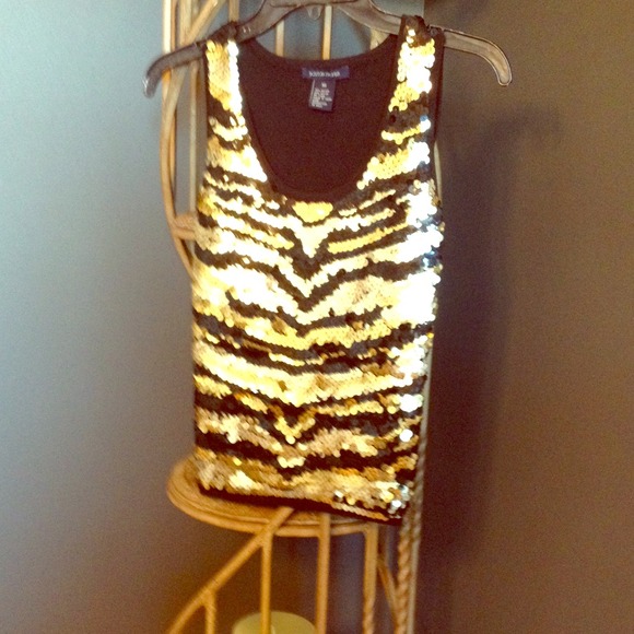 Gold and black sequined top