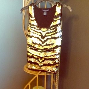 Gold and black sequined top