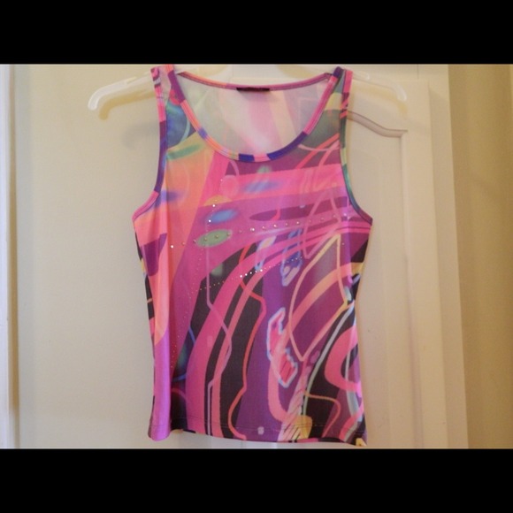 Bebe Funky Cosmic Rhinestoned Summer Tank