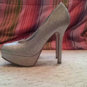 silver sparkle Heels