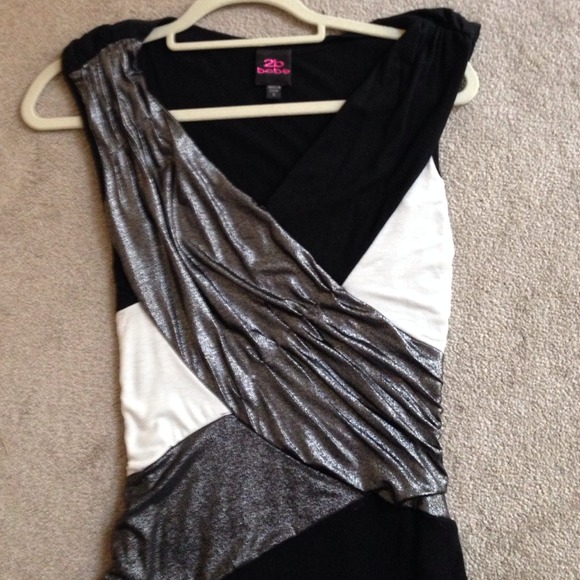 🚫sold in bundle🚫Bebe dress black/white/silver - Picture 2 of 4