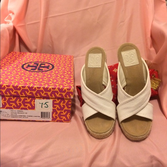 💯% Authentic Tory Burch summer espadrille wedges