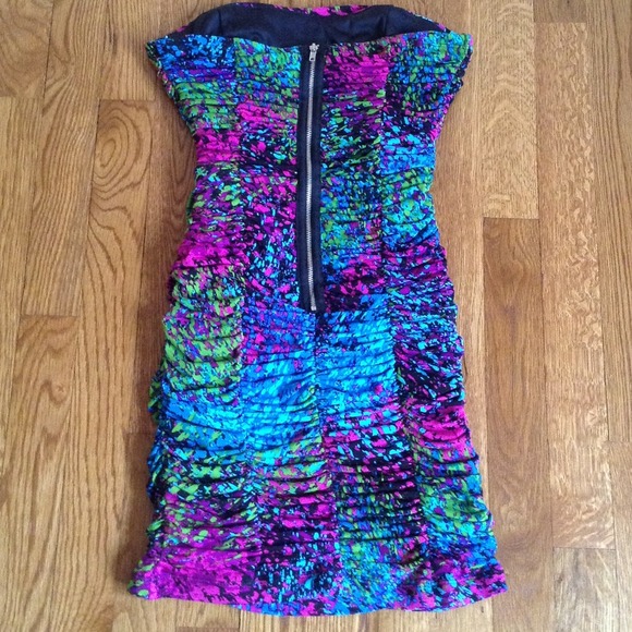 Multi-Color Splash Tube Ruche Dress - Picture 3 of 4