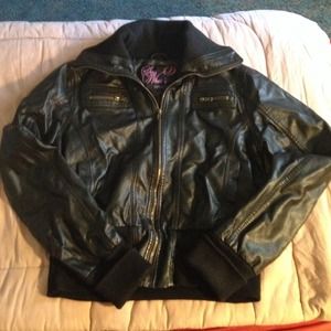 Faux black leather jacket