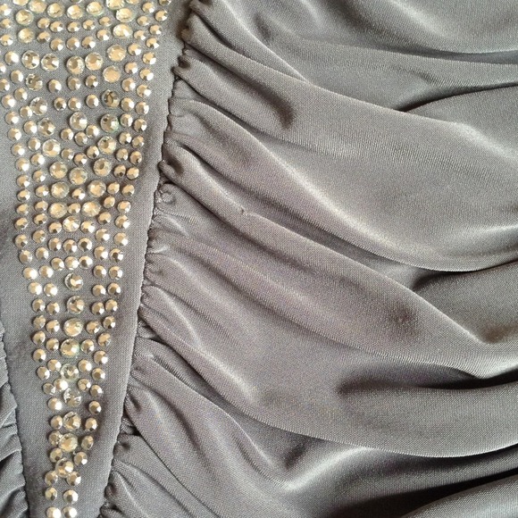 Silver Rhinestone Ruche Mini Dress - Picture 3 of 3