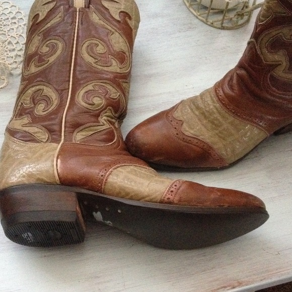Vintage black label tony lama cowboy boots unique - Picture 3 of 4