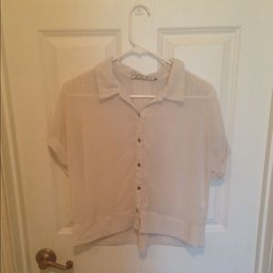Chloe K creme colored button up blouse