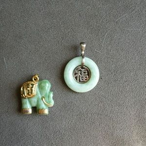 Jade pendants and ivory necklace