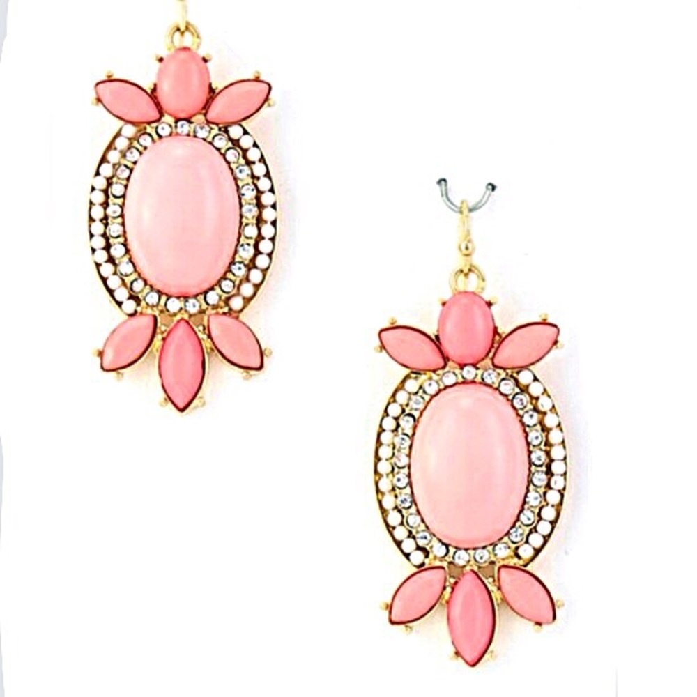 👂🏼Light Pink w/Bling Oval Statement Earrings