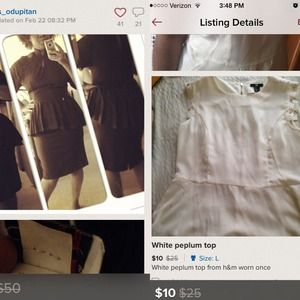 Peplum dress and shirt bundle deal $18 for both