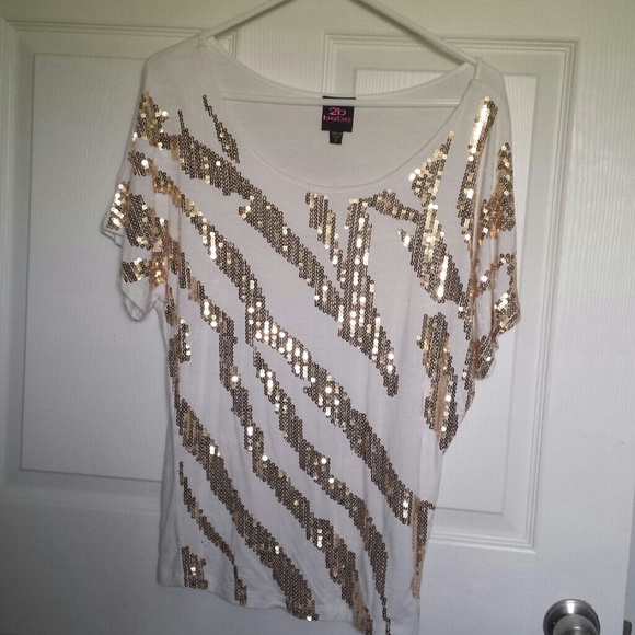 2bebe sequined gold top