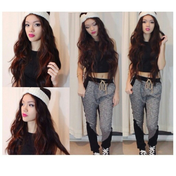 Black and gray jogger pants
