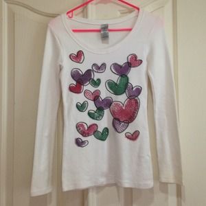 Brand new korea heart printed long sleeve shirt.
