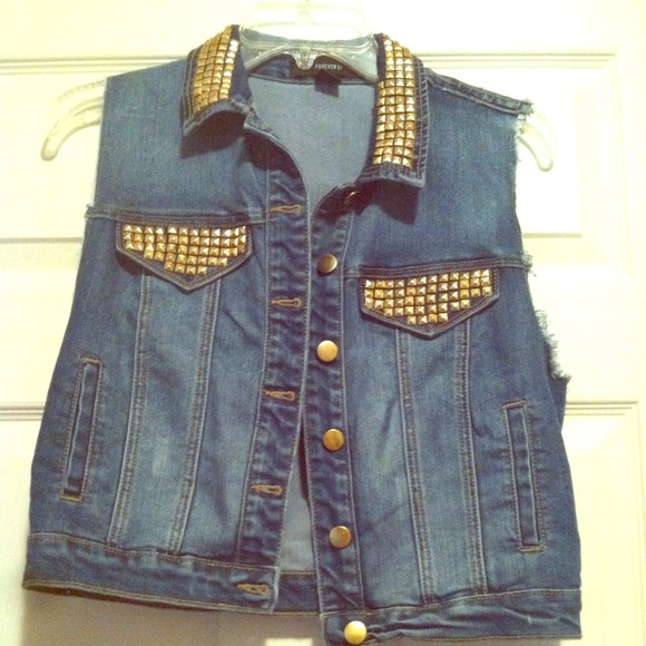 Forever 21 studded denim vest