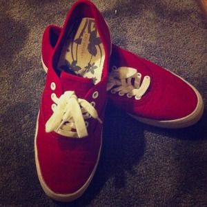 Red canvas shoes