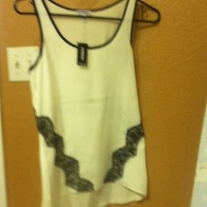 White top With black lace accent