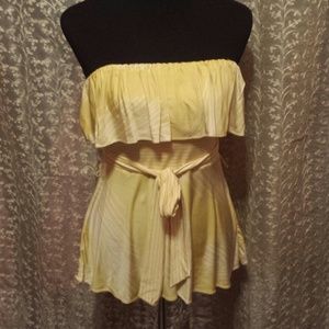 BCBG Max Azria Strapless yellow top