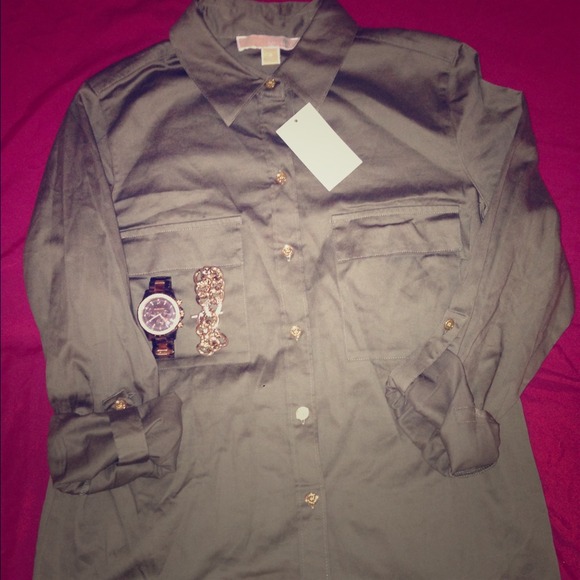 Michael Kors Army Green Button-Down