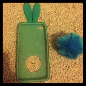Bunny Ear Plastic iPhone4s Case (Blue)