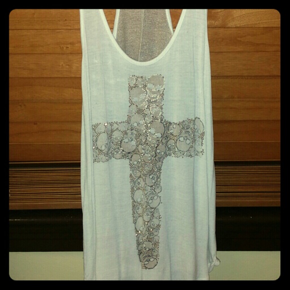 White and gold skull racer back tank