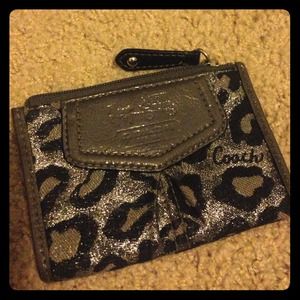 Coach Leopard Small Coin Purse (Gray/Silver)