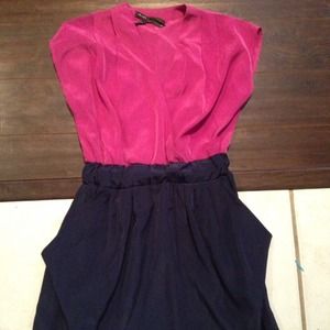Pink and navy pocket dress
