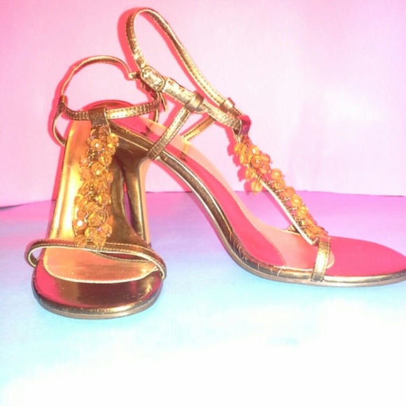 Copper beaded strappy heels