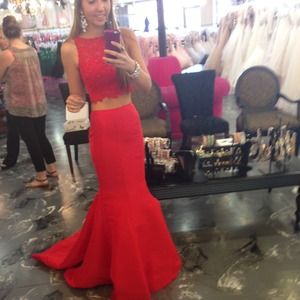 Sherri Hill Red Two Piece Dress