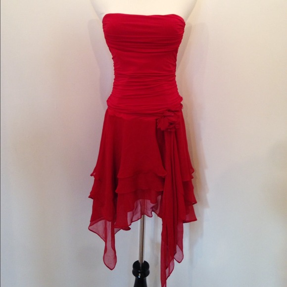 BCBG MAX AZRIA Strapless "salsa-inspired" dress