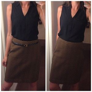Black and Brown Chevron Pencil Skirt