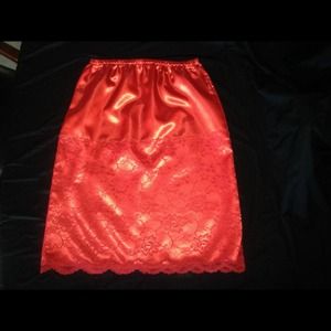 Red satin lace slip/skirt.  Order custom size
