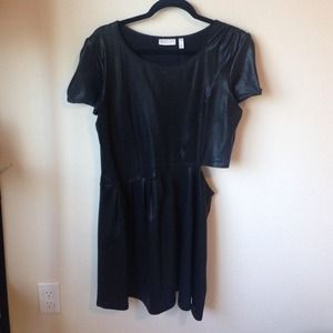 Leith faux leather cutout dress