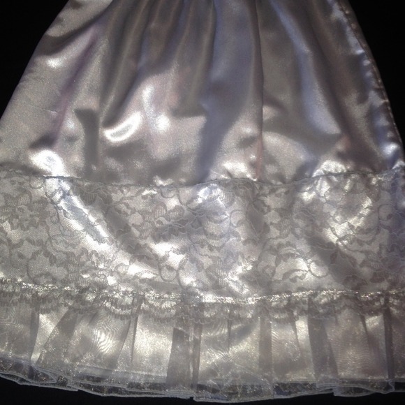 Silver Satin and Lace Slip/Skirt.