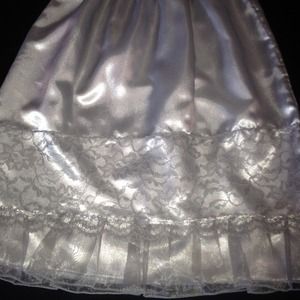 Silver Satin and Lace Slip/Skirt.