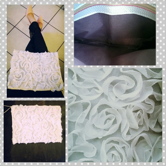 New large Vintage Floral Lace Gauze Large Clutch