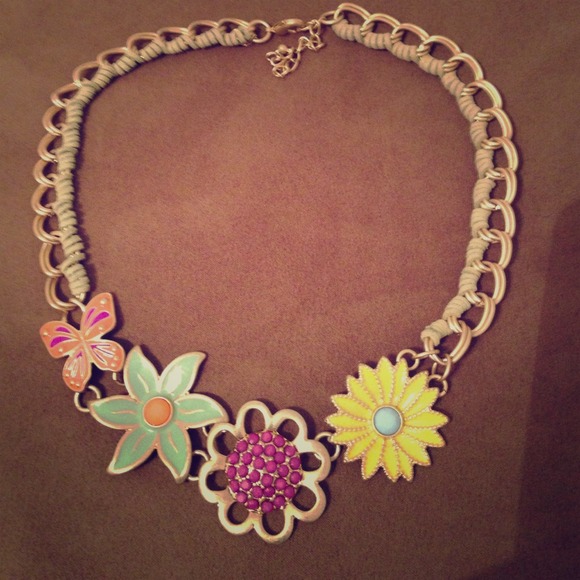 Lia Sophia flower and butterfly necklace