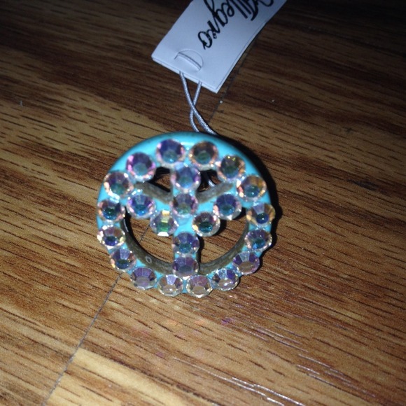 🎉Clear & Turquoise Small Peace sign Ring✨