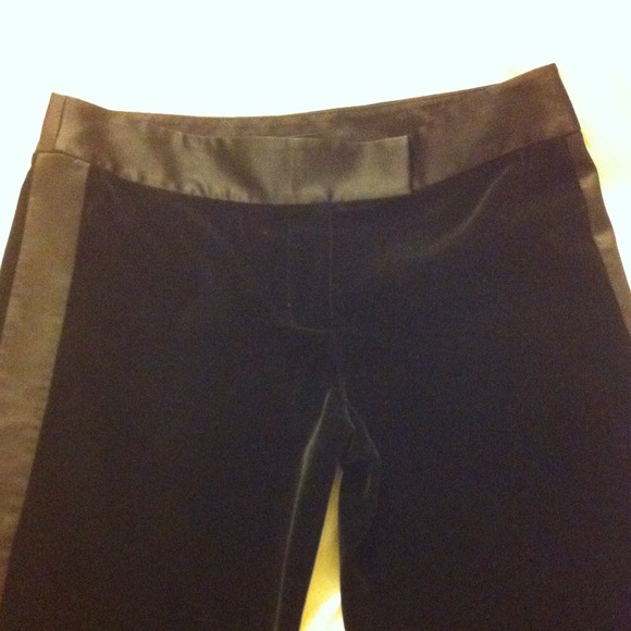 BCBG MAXAZRIA  black velvet tuxedo lined pants - Picture 2 of 3