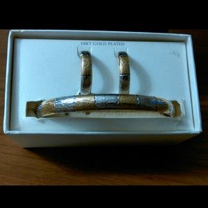 NWOT 10kt Gold & Slvr Plated Bangle & Earrings set