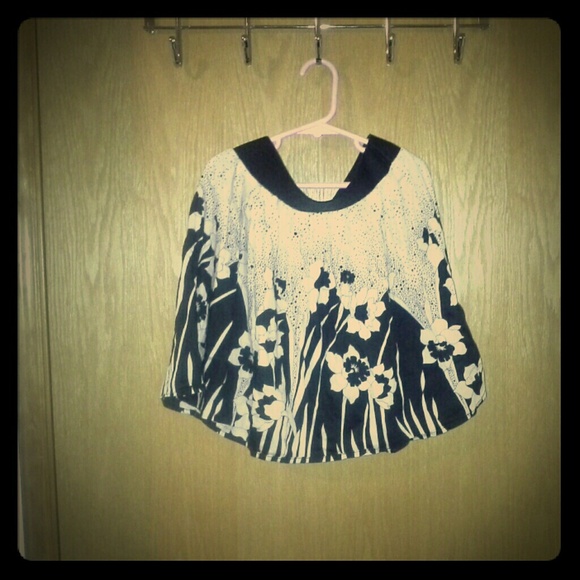 Black and white floral skirt