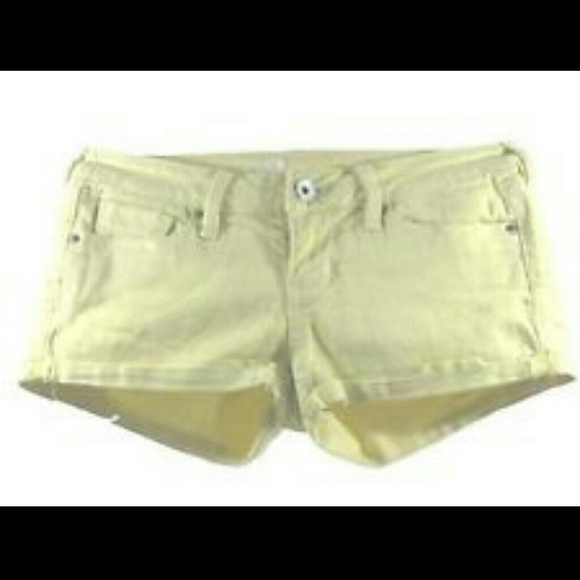 Yellow denim shorts