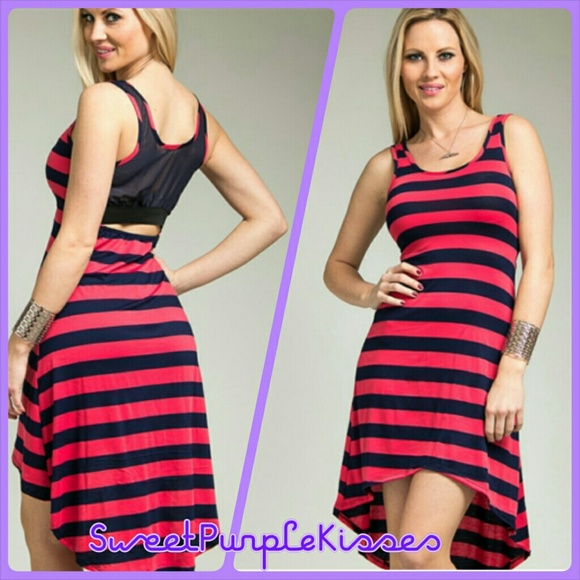 Coral Mesh Back Dress